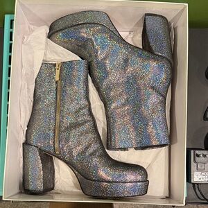 3.1 Phillip Lim Naomi “Space” Sparkling Silver platform Boots with box! Worn 1x!